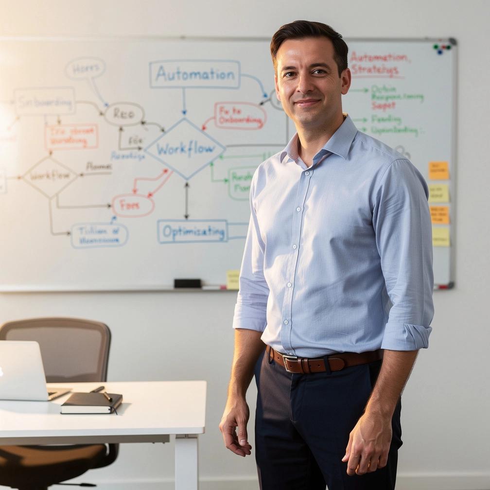 Imagine de afaceri analizând diagrame pentru strategii de automatizare eficiente